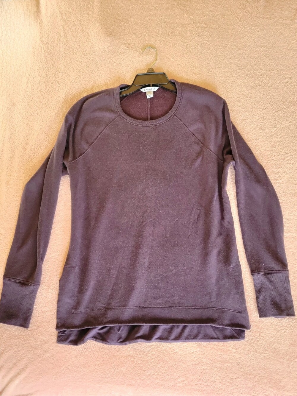 Athleta Dark Plum Crewneck Long Sleeve Pullover Sweatshirt